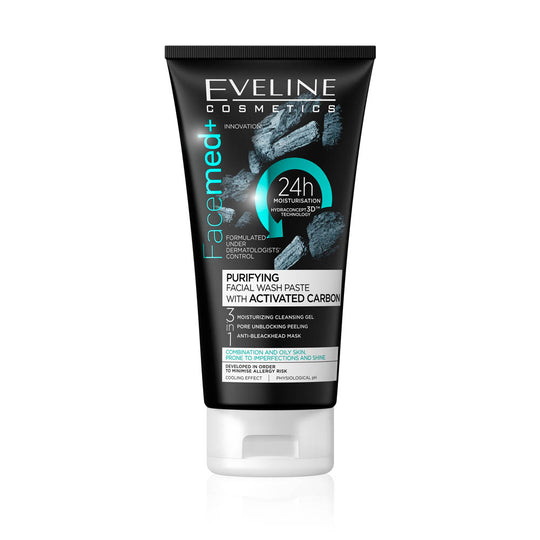 Κρέμα καθαρισμού προσώπου Eveline Facemed με άνθρακα 150 ml