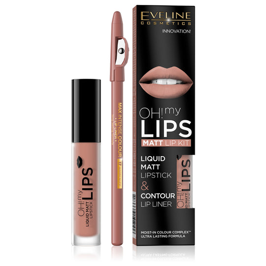 Υγρό ματ κραγιόν και μολύβι χειλιών Eveline Oh! My Lips 01