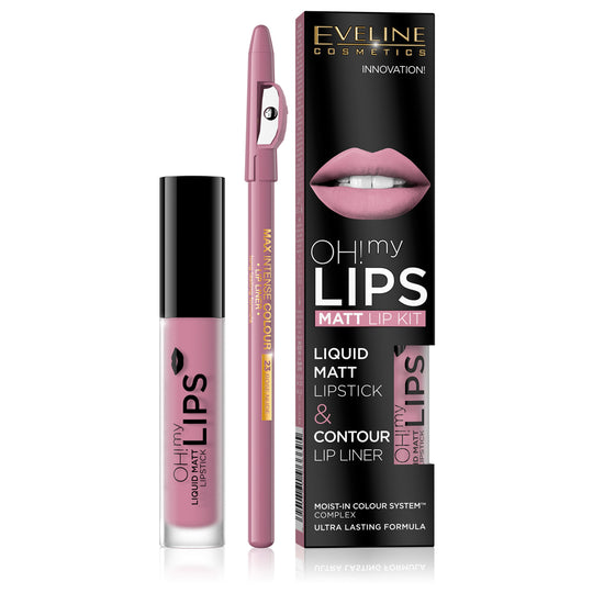 Υγρό κραγιόν ματ και μολύβι χειλιών Eveline Oh! My Lips 03
