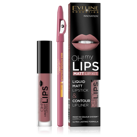 Eveline Oh! My Lips Κραγιόν Matte Υγρό και Μολύβι Χειλιών 04