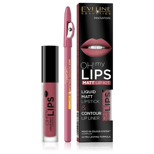 Eveline Oh! My Lips 06 Υγρό Ματ Κραγιόν & Μολύβι Χειλιών