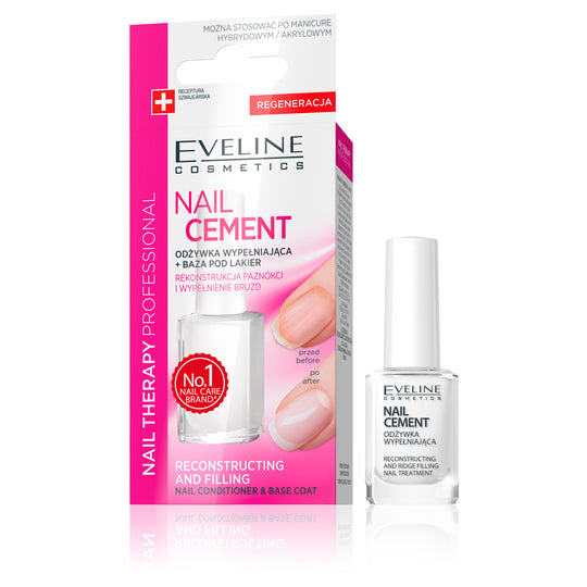 Θεραπεία ενδυνάμωσης νυχιών Eveline Nail Therapy Cement Conditioner and Base Coat 12 ml