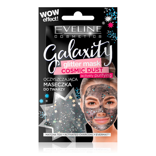 Μάσκα προσώπου με γκλίτερ Eveline Galaxity Cosmic Dust 10 ml
