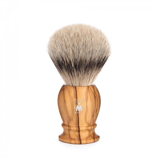Πινέλο Ξυρίσματος Muehle Classic 091 H 250 με τρίχες ασβού Silvertip και ξύλινη λαβή από ελιά