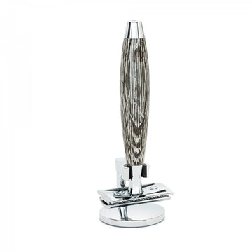 Κλασική ξυριστική μηχανή Safety Razor με κλειστή χτένα και λαβή από ξύλο βαλανιδιάς και ασήμι RED 3 SR