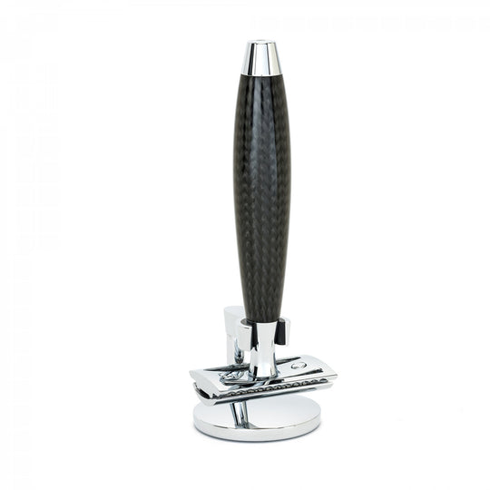 Κλασική ξυριστική μηχανή Safety Razor με κλειστή χτένα και λαβή από ανθρακονήματα ΚΟΚΚΙΝΟ 1 SR