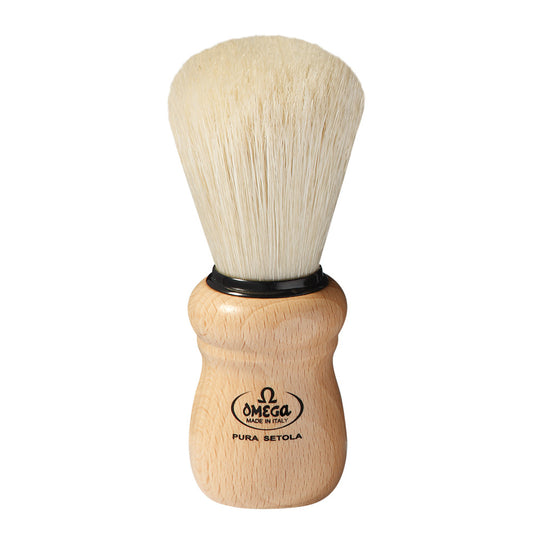 Πινέλο Ξυρίσματος Omega Pure Bristle με τρίχα χοίρου και ξύλινη λαβή οξιάς 10005