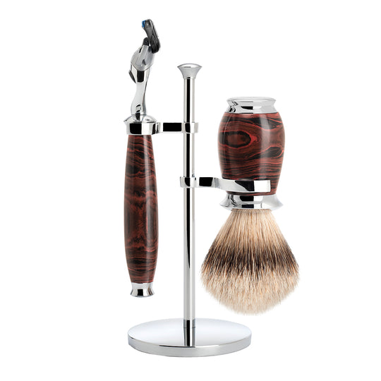 Σετ ξυρίσματος με ξυραφάκι συμβατό με Gillette Fusion και πινέλο από τρίχα ασβού Silvertip με λαβή από έβενο S 091 E 58 F
