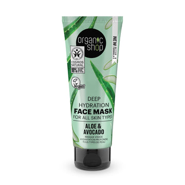Organic Shop - Ενυδατική μάσκα προσώπου βαθιάς δράσης για όλους τους τύπους δέρματος - Αλόη & Αβοκάντο 75 ml