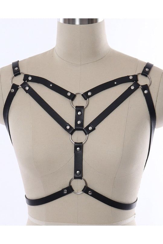 Sutien fetish tip ham cu curele din piele ecologica BRA296-1