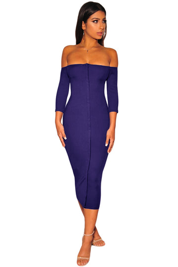 Φόρεμα bodycon με λαιμόκοψη bardot και μανίκια τρία τέταρτα C665-44