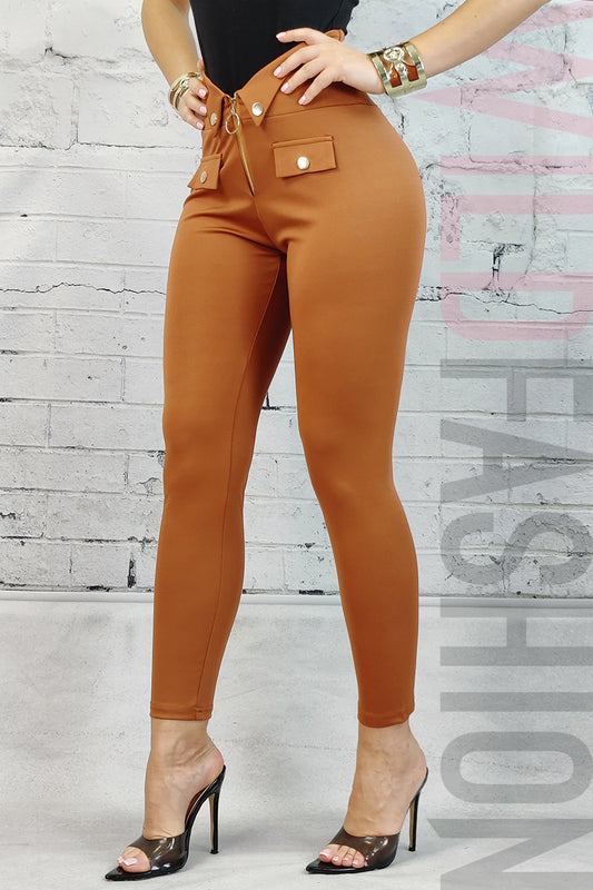 Παντελόνι casual με ψηλή μέση σε σχήμα V C674RR-8