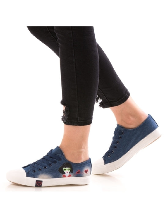 Αθλητικά παπούτσια denim με πολύχρωμο μοτίβο CH2618-444