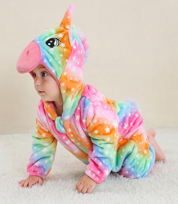 Πιτζάμα kigurumi για μωρά, μοντέλο μονόκερος, τύπου ολόσωμη φόρμα από μαλακό και χνουδωτό υλικό CLD170-100