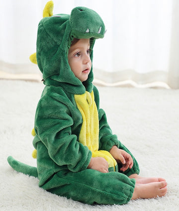 Βρεφικές πιτζάμες ολόσωμες τύπου kigurumi από απαλό και χνουδωτό υλικό, σχέδιο δεινόσαυρος CLD171-129