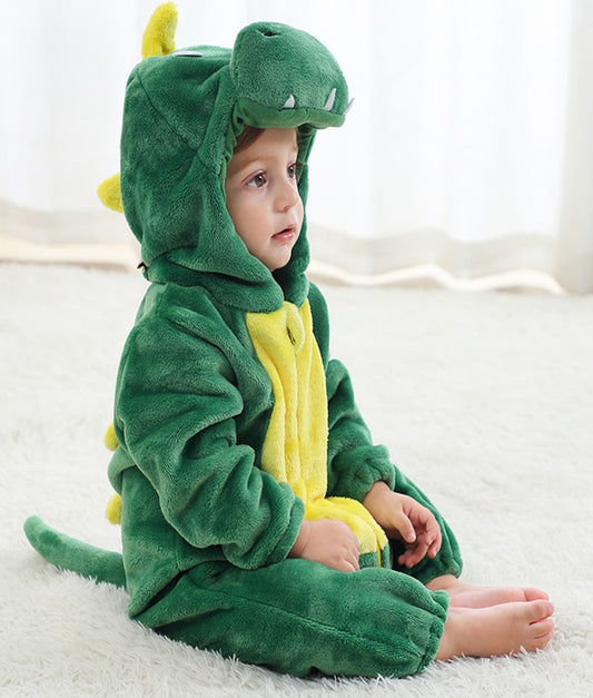 Βρεφικές πιτζάμες ολόσωμες τύπου kigurumi από απαλό και χνουδωτό υλικό, σχέδιο δεινόσαυρος CLD171-129