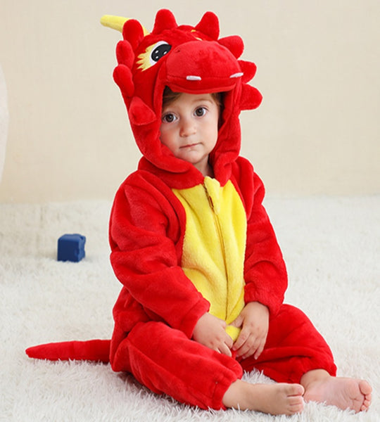 Βρεφική πυτζάμα kigurumi, σχέδιο δράκος, τύπου ολόσωμη φόρμα από μαλακό και αφράτο υλικό CLD173-39