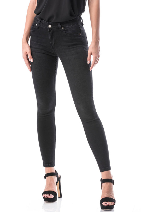 Skinny τζιν με ψηλή μέση και πλαϊνές τσέπες E750-1
