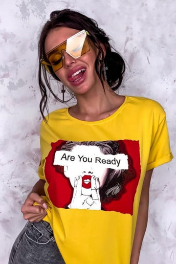 Casual T-shirt with print - Are you ready H644-9