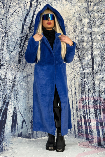 Παλτό OVERSIZE από μαλακό και χνουδωτό ύφασμα με κουκούλα H732-4