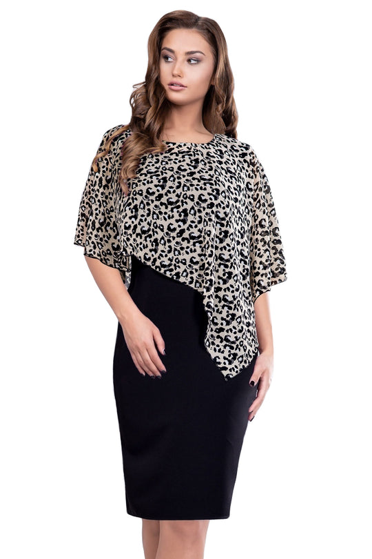 Φόρεμα με ψηλή μέση και animal print J689
