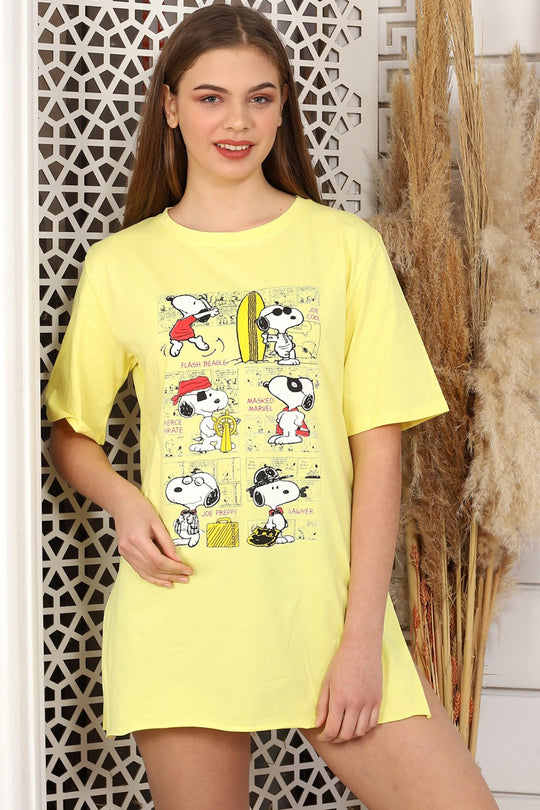Μακρύ μπλουζάκι με στάμπα SNOOPY και πλαϊνά σκισίματα K809-9