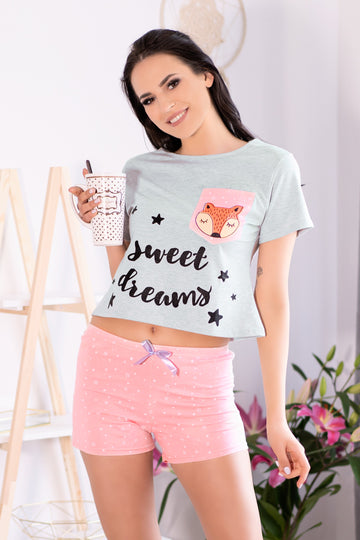 Βαμβακερή πυτζάμα με στάμπα Sweet Dreams LIV208-54