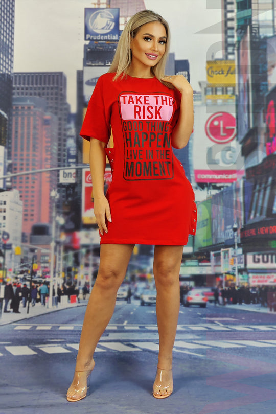 Μακρύ φαρδύ T-shirt με τυπωμένο σχέδιο P771RR-3