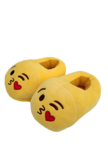 Χνουδωτές παντόφλες σπιτιού με emoji φιλάκι PC17-9