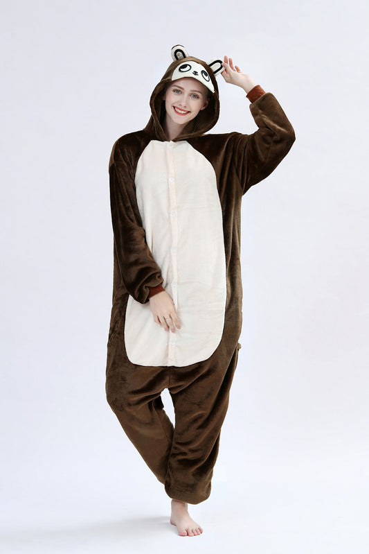 Φουντωτή πιτζάμα ολόσωμη τύπου kigurumi από χνουδωτό υλικό, σχέδιο ΠΙΘΗΚΟΣ, PJM223-8