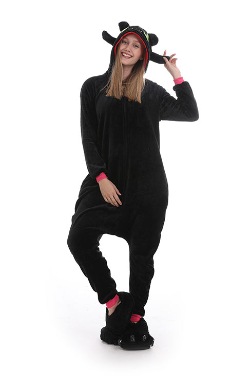 Ολόσωμη χνουδωτή πιτζάμα kigurumi, από χνουδωτό ύφασμα με σχέδιο ΔΡΑΚΟ, PJM227-1