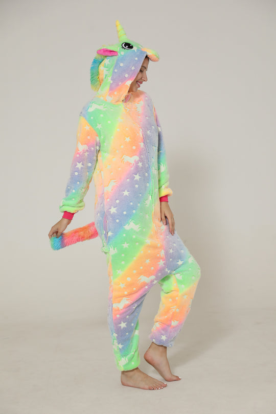 Ολόσωμη πιτζάμα kigurumi μονόκερος από απαλό ύφασμα με σχέδια PJM248-100