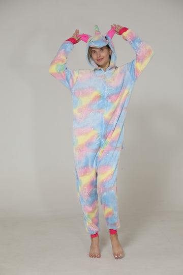 Πιτζάμα ολόσωμη kigurumi από χνουδωτό ύφασμα και σχέδιο UNICORN PJM249-100