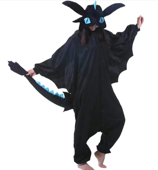 Ολόσωμη πιτζάμα/στολή kigurumi από απαλό και χνουδωτό ύφασμα, σχέδιο δράκος PJM266-1