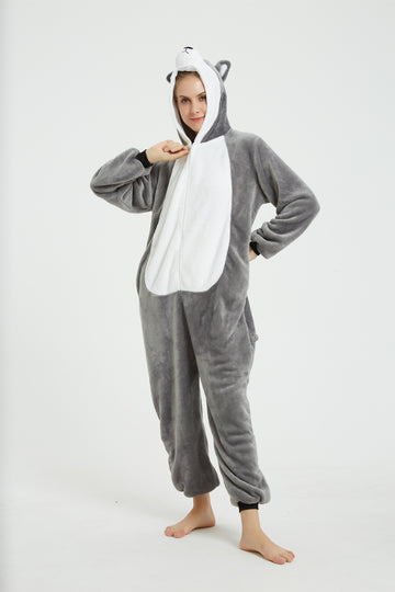 Φουντωτή πιτζάμα τύπου kigurumi σχέδιο σκύλος γκρι PJM272-1822