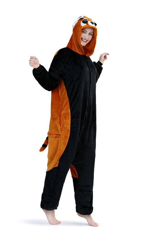 Φουντωτή πυτζάμα kigurumi από χνουδωτό υλικό με σχέδιο ρακούν PJM51-119