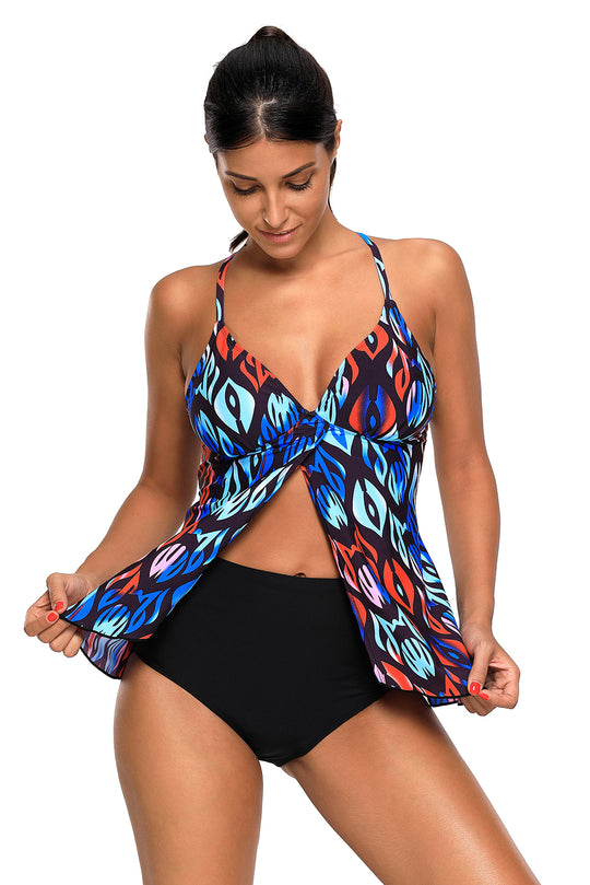 Μαγιό tankini δύο τεμαχίων με φλοράλ σχέδιο SW1234-141
