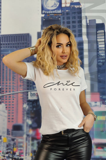 Casual T-shirt με τύπωμα chic forever U830-2
