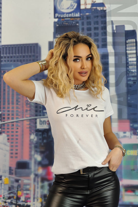 Casual T-shirt με τύπωμα chic forever U830-2