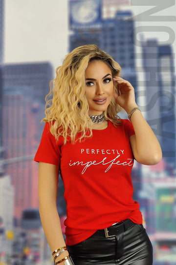 Casual μπλουζάκι με στάμπα "perfectly imperfect" U832-3