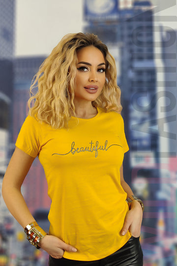 Μπλουζάκι casual με στάμπα κειμένου beautiful U833-9