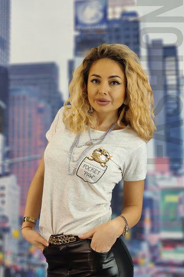 Casual μπλούζα με στάμπα γάτα U837-18