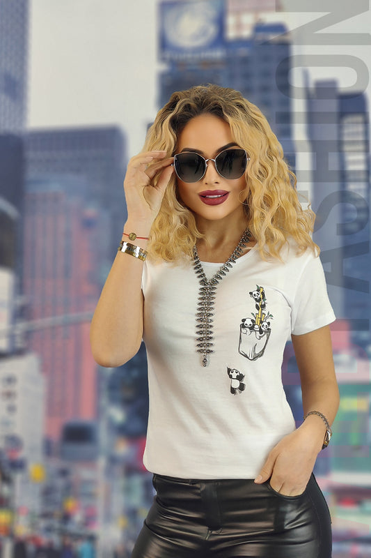 Μπλουζάκι casual με στάμπα πάντα U846-2