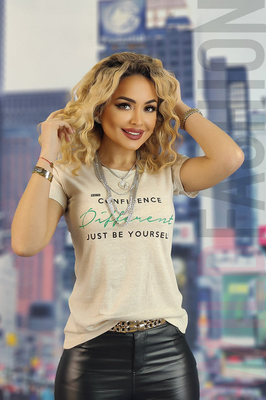 Casual T-shirt με τύπωμα κειμένου U848-152