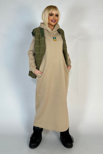 Σετ casual OVERSIZE με γιλέκο και αθλητικό μακρύ φόρεμα V624-181