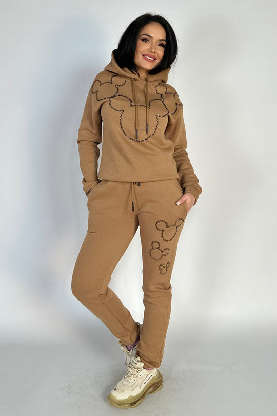Μοντέρνα φόρμα OVERSIZE από μπλούζα και παντελόνι διακοσμημένη με χρωματιστές στρας V627-8