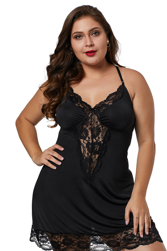 Εσώρουχο babydoll plus size με δαντέλα W573P-1