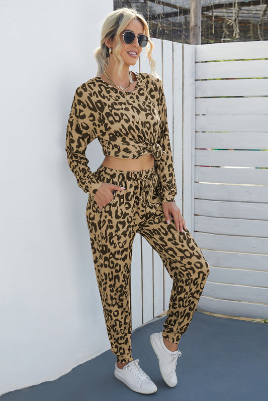 Casual πιτζάμες από μπλούζα και παντελόνι με animal print X701-99