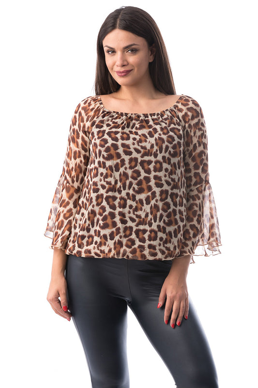 Ελαφριά μπλούζα με animal print X734-99