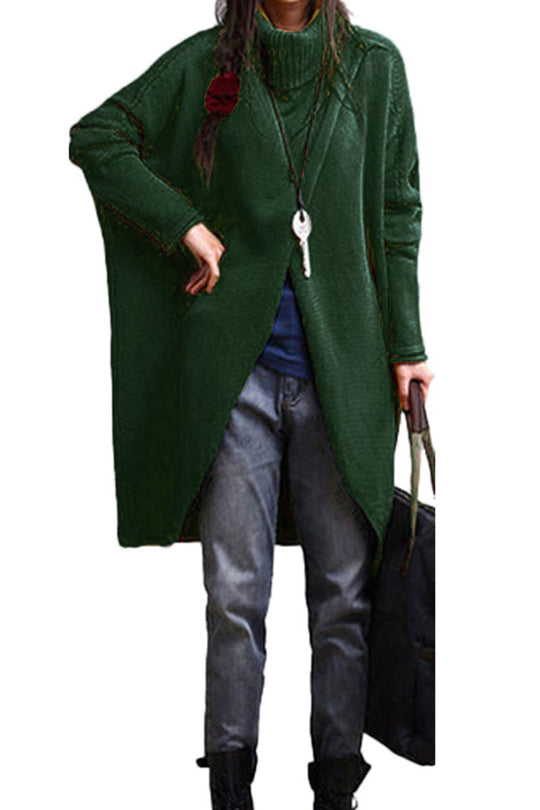 Πλεκτό πουλόβερ oversized με γυριστό γιακά και σχέδιο κρουαζέ μπροστά BL1012-123